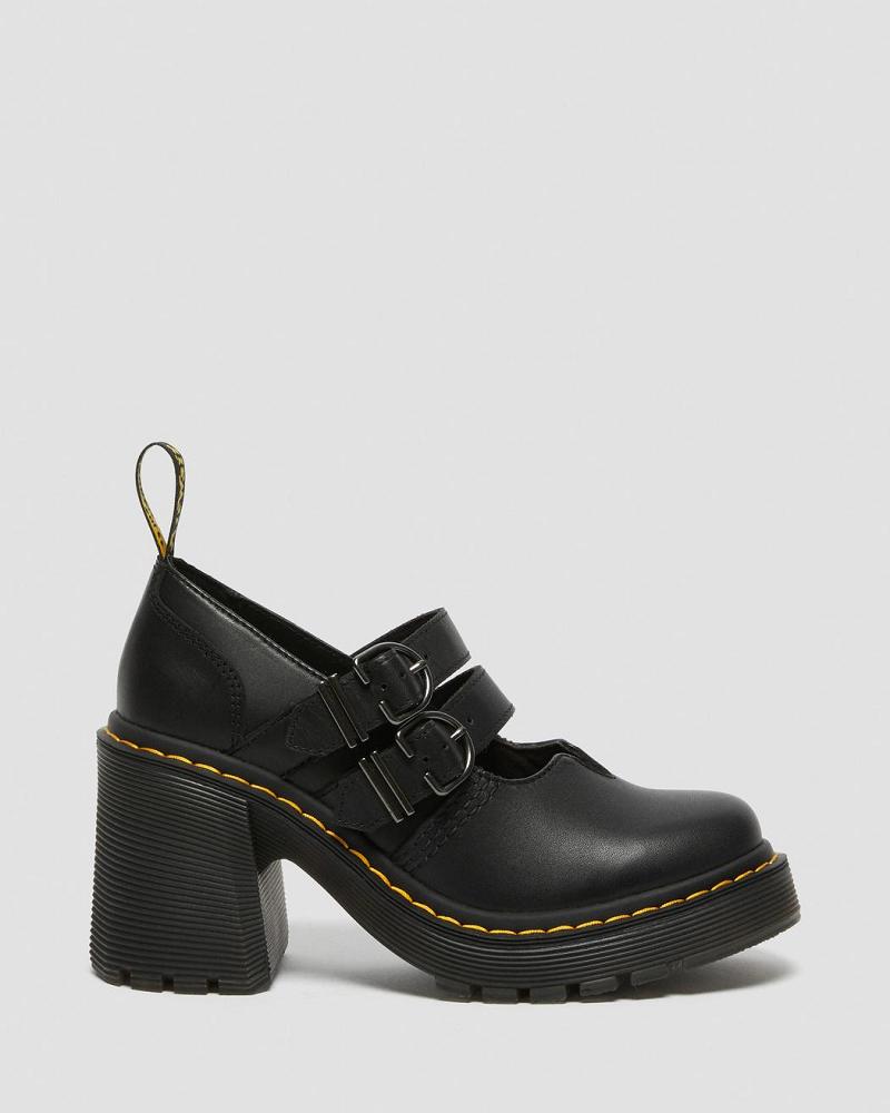 Zapatos Casuales Dr Martens Eviee Sendal Cuero Tacón Mujer Negros | MX 668XYU